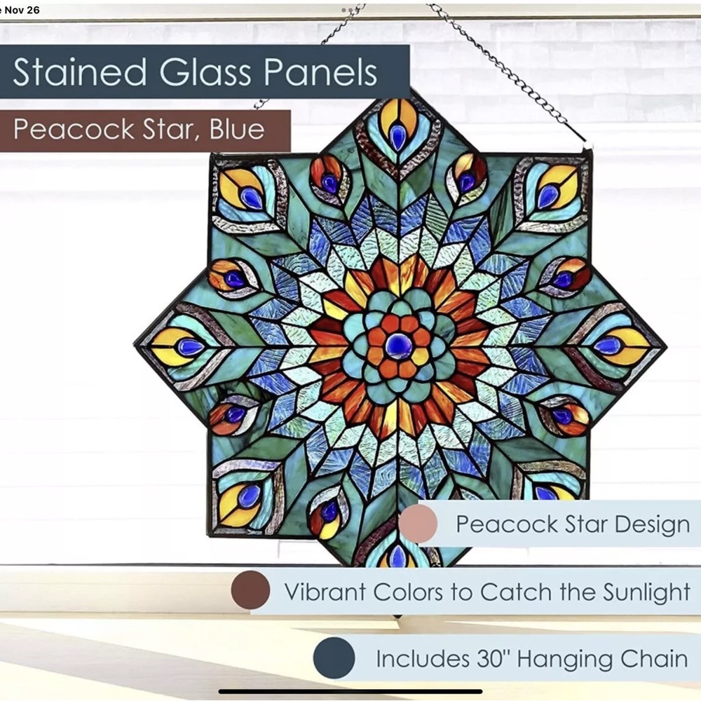 Beautiful 24 inch stained glass diamond shape - Picture 2 of 6